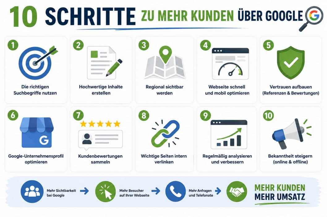 10 Schritte zu mehr Kunden durch Google