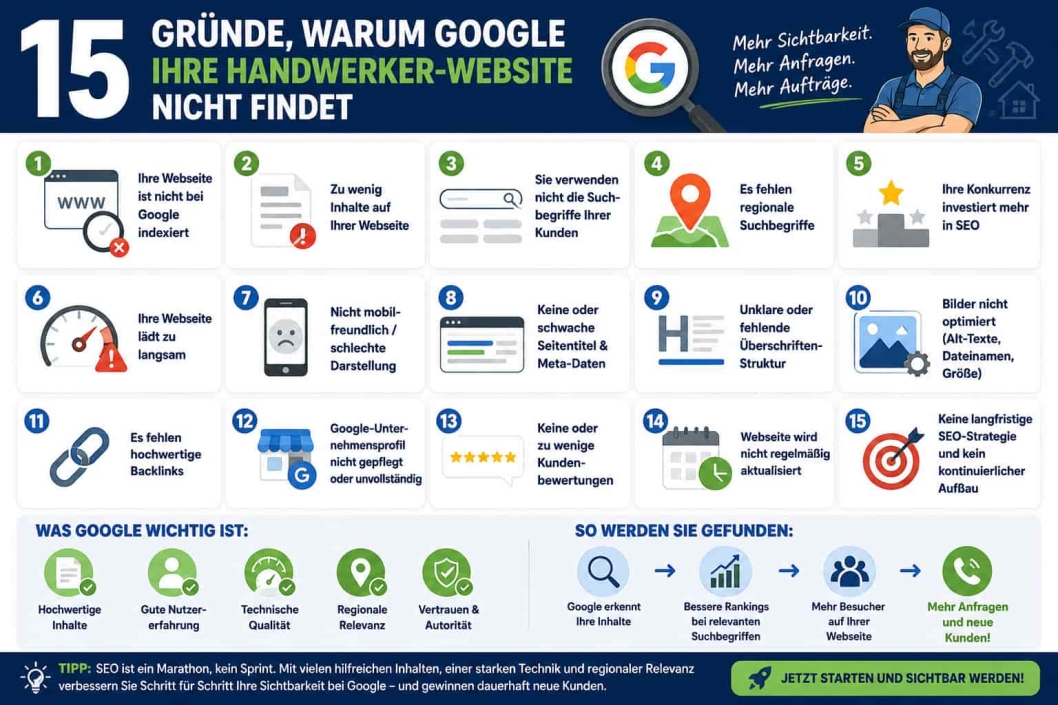 warum findet Google meine Webseite nicht